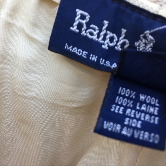 Ralph Lauren Blue Label Vintage Y2K High Rise Striped Wide Leg Pants Cream Blue - Picture 15 of 16